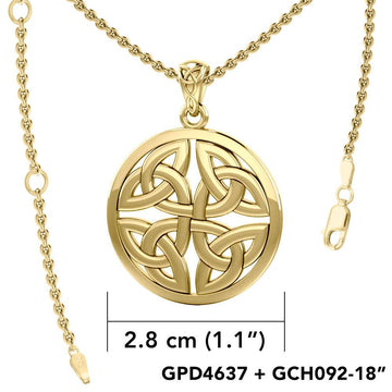 Celtic Trinity Quaternary Knot Solid Gold Pendant GPD4637 - Jewelry